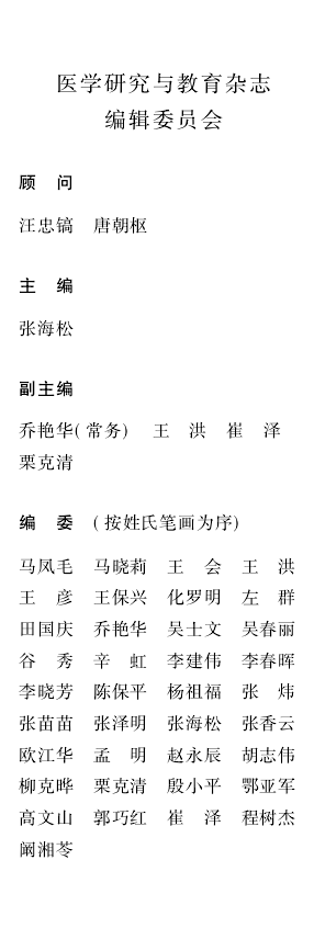 《医学研究与教育》杂志往期目录参考_2019年第1期